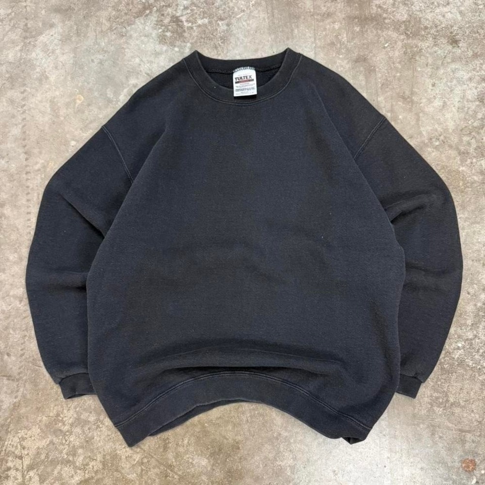 Vintage Tultex Black Blank Essential Crewneck Sweatshirt Size M